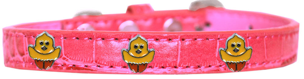 Chickadee Widget Croc Dog Collar Bright Pink Size 12